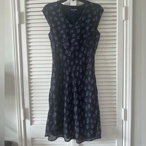Harold’s Navy Blue Dress size 6 with White Floral Pattern